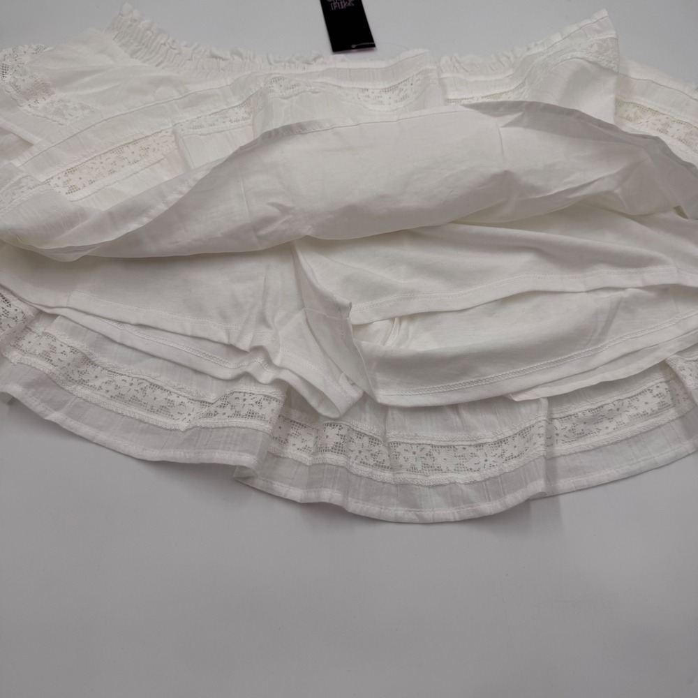 Wild Fable White Tiered Lace Trim Mini Skort Smocked Waist Large NWT - Picture 3 of 7